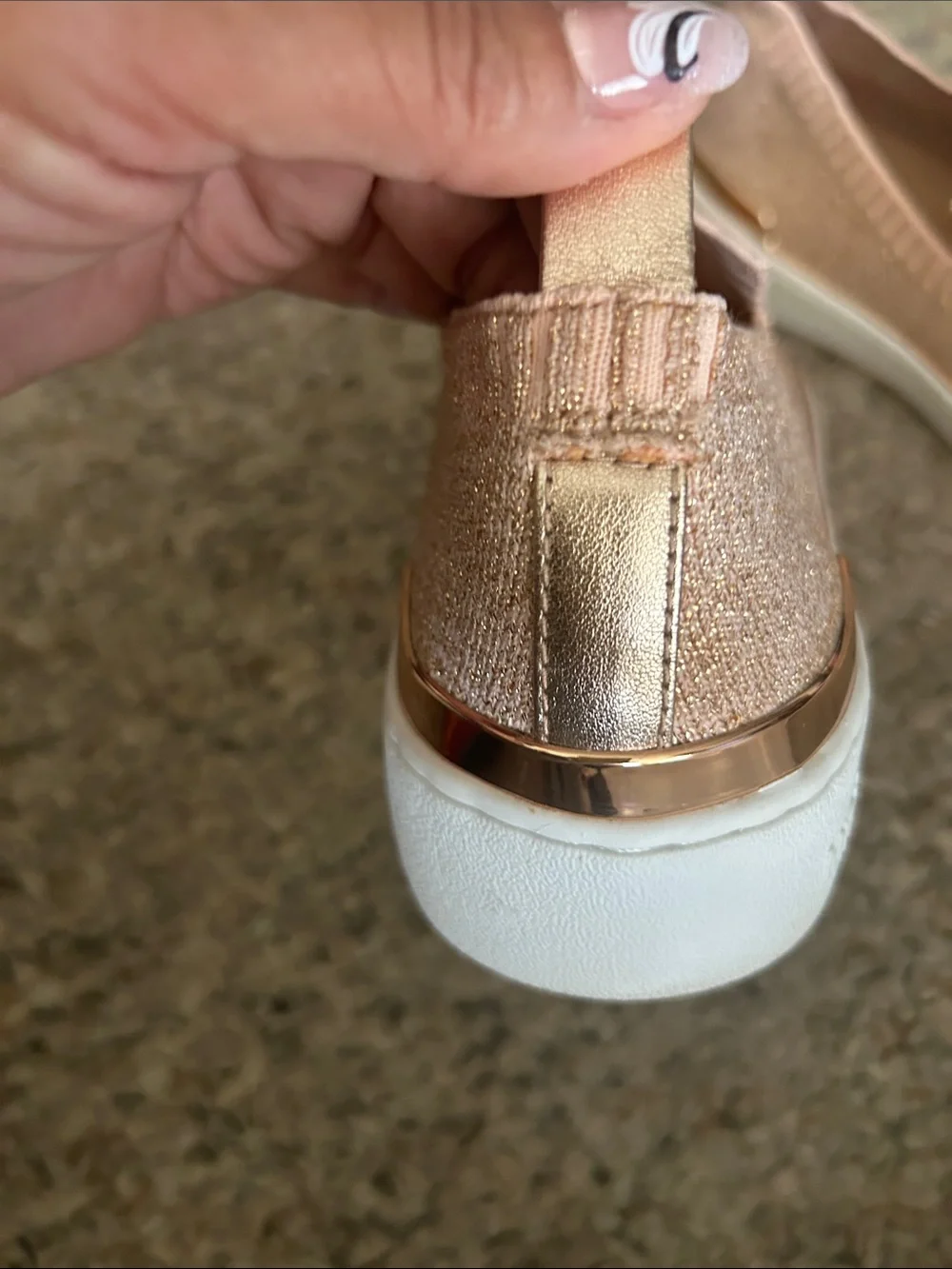 Slip-On Knit Sneakers in Rose Gold